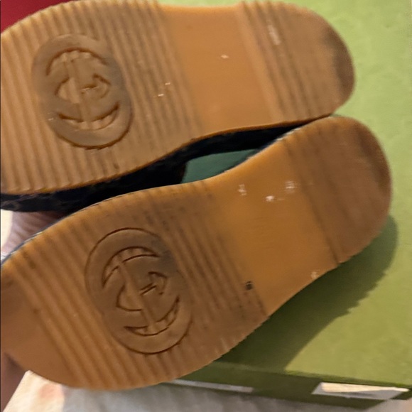 Gucci Denim Monogram Platform Slides - Picture 2 of 4